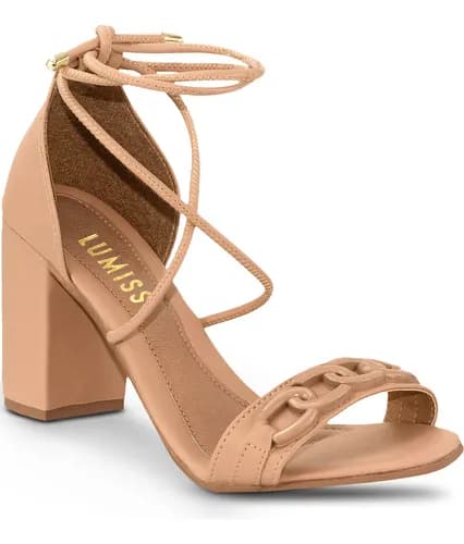 Sandália Amarração Salto Grosso Blogueira